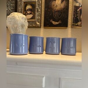 Set of‎ Four La Fermière Blue Terracotta Yogurt Jars – One with Aries Design